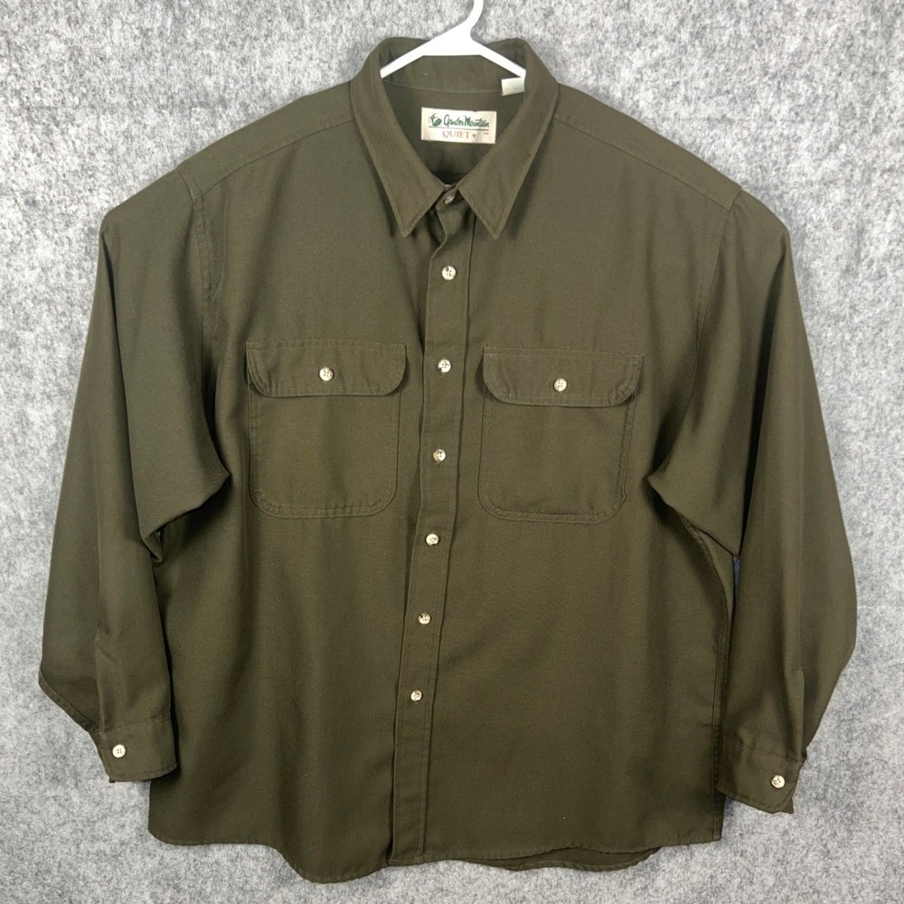 Gander Mountain Quiet+ Mens 2XL Olive‎ Green Button Up Utility Hunting Shirt USA